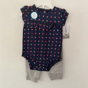 Carter's Navy and Pink Heart Matching Set size 6m